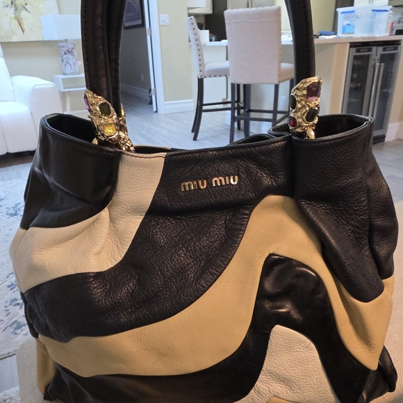 AUTHENTIC PRADA MIU MIU VINTAGE GRANDE SWIRL LEATHER SATCHEL PURSE HANDBAG - Picture 4 of 16